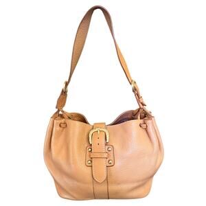 Dooney & Bourke Brown Pebbled Leather Buckle Hobo Shoulder Purse